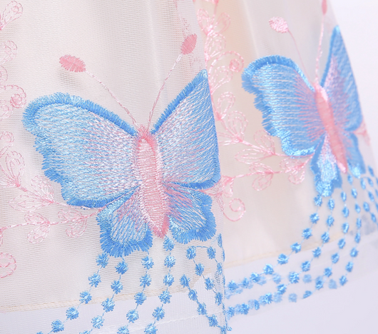 Vestido Infantil de Tul con Flores Bordadas y Escote Tubo - Image 10