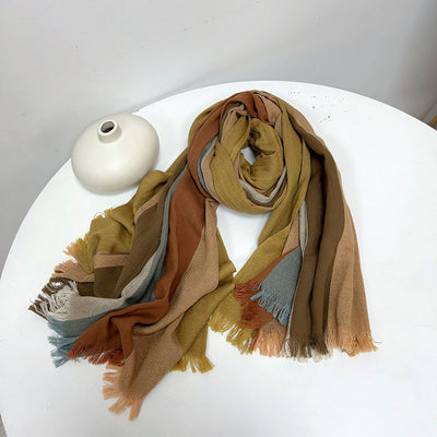 Pañuelo de Algodón y Lino a Rayas - Chal Suave para Mujer - Image 12