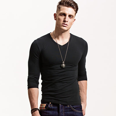 Playera Manga Larga Cuello V para Hombre - Image 16