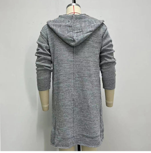 Cardigan Suelto Largo con Capucha - Suéter Abrigo Versátil - Image 8