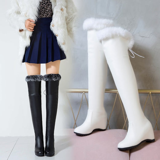 Botas Altas Invierno Mujer con Cuña y Forro Peludo - Image 3