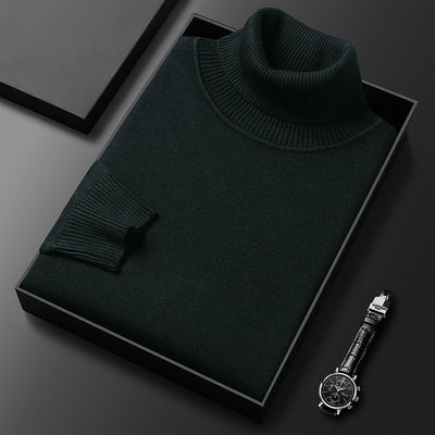 Suéter Cuello Alto Slim Fit para Hombre - Pullover Básico de Color Sólido - Image 9