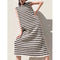 Vestido Tejido sin Mangas a Rayas Blanco y Negro con Escote en Uve