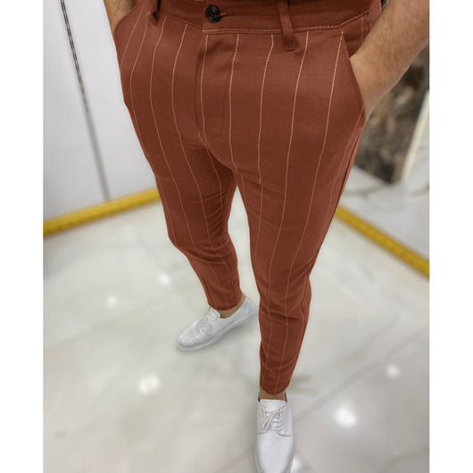 Pantalones Casuales con Rayas Punteadas y Puño Ajustado - Image 3