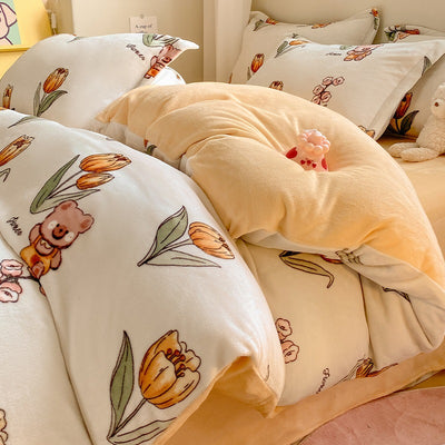 Juego de Cama Invierno Franela Coral 4 Piezas - Funda Nórdica y Sábanas Gruesas - Image 51