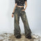 Pantalones Vaqueros Vintage Pierna Ancha con Costuras Vistas Efecto Destruido