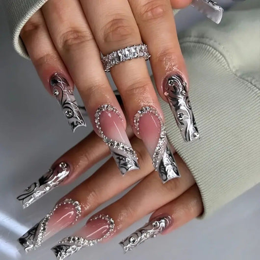 Uñas Postizas Francesas Mariposa Púrpura con Borde Negro - Stickers de Uñas Premium - Image 29