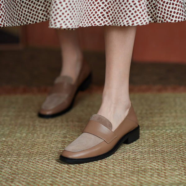 Mocasines Retro de Cuero Suave para Mujer con Costura Artesanal