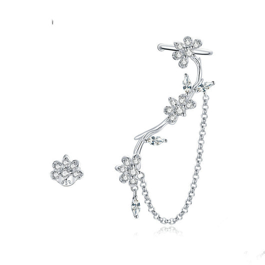 Aretes de Plata Esterlina S925 con Flor de Circonia Cúbica - Image 11