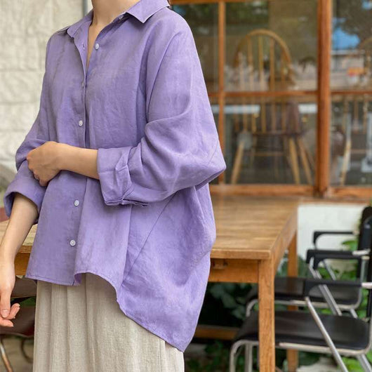 Blusa Vintage de Algodón y Lino Púrpura - Image 6