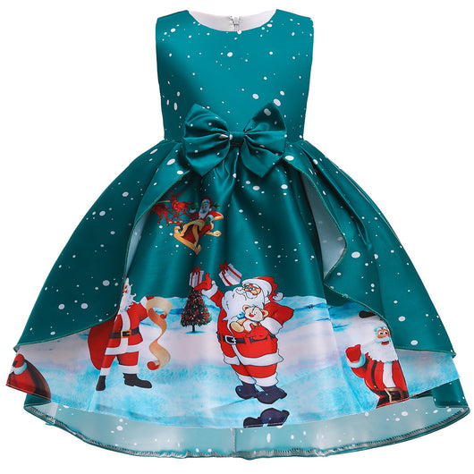 Vestido Navideño Princesa Santa Claus con Copos de Nieve para Niña - Image 4