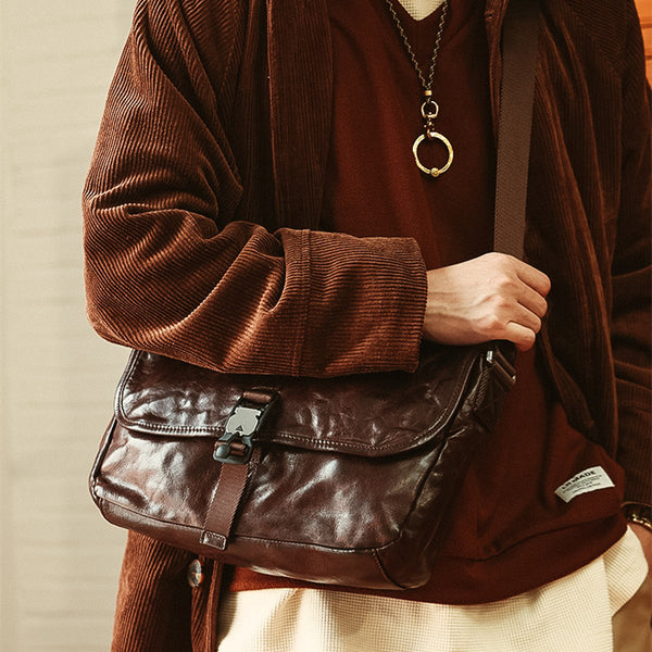 Bolso de Cuero para Hombre con Gran Capacidad y Correa Cruzada
