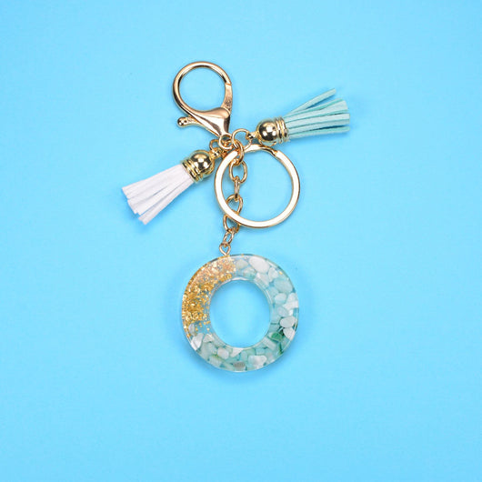 Llavero Colgante Alfabeto Inglés con Borla, Piedra y Detalles en Oro - Image 15
