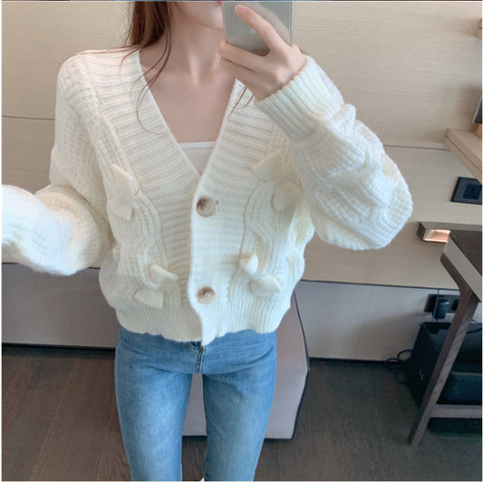 Saco Tejido Blanco Suelto para Mujer - Image 2