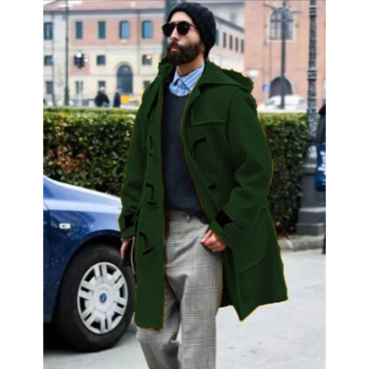 Abrigo Trinchera de Lana Retro con Botones Cuerno para Hombre - Image 3
