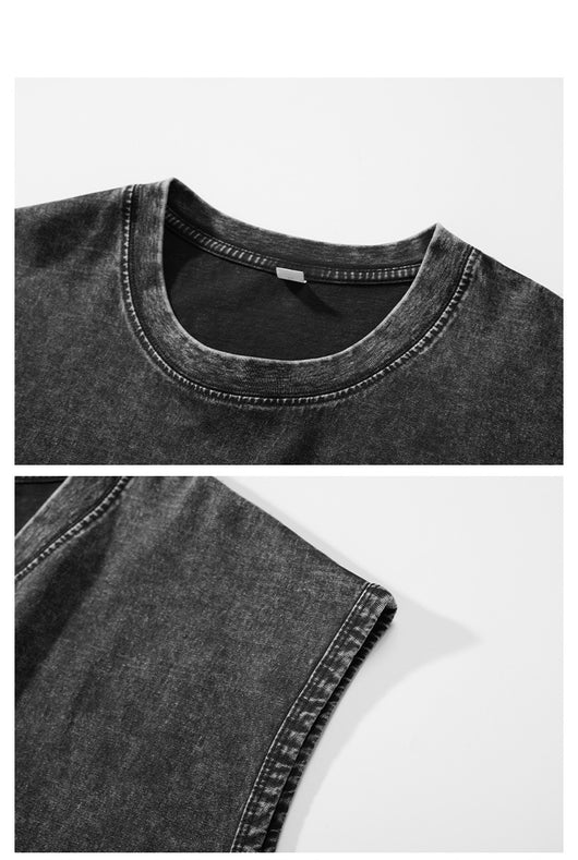 Camiseta sin mangas suelta desgastada estilo americano para hombre - Image 22