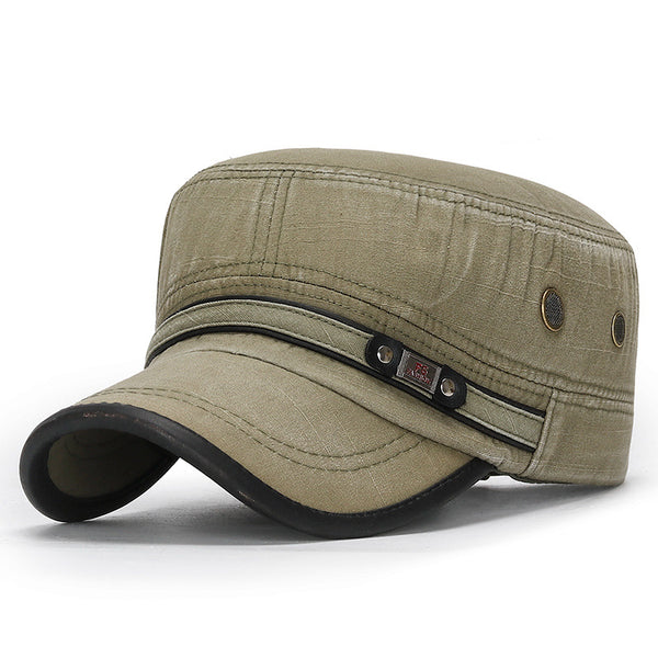 Gorra Vintage de Algodón con Detalles en Cuero Desgastado