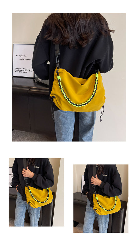 Bolsa Crossbody Naranja Grande de Nylon - Mochila Escolar de Alta Capacidad - Image 13
