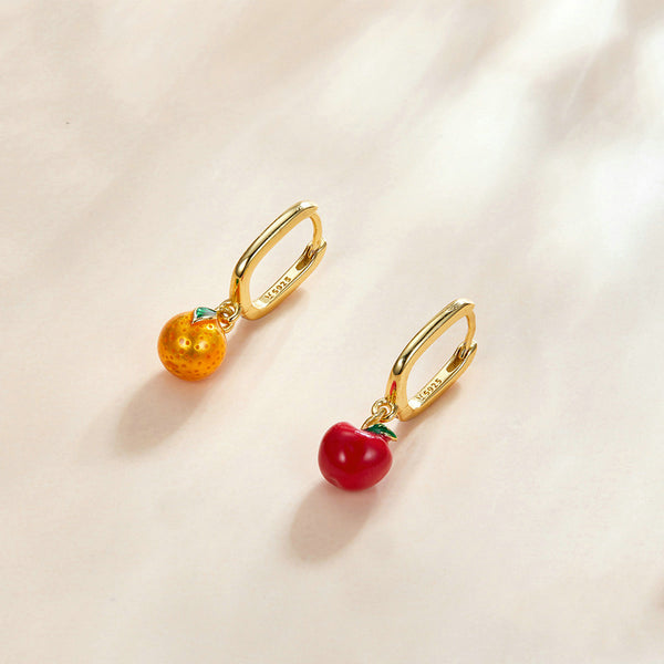Aros de Plata Esterlina Gota de Aceite Naranja