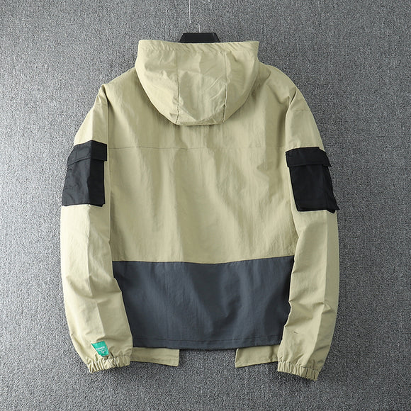 Chaqueta de Trabajo Hip Hop con Capucha y Múltiples Bolsillos