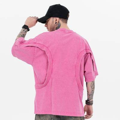 Camiseta Suelta de Cuello Redondo con Detalles de Deconstrucción - Diseño Europeo Minimalista - Image 2