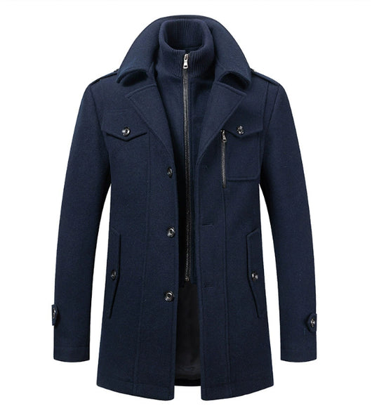 Abrigo de Lana para Hombre Cuello Doble con Cierre Vertical - Image 10