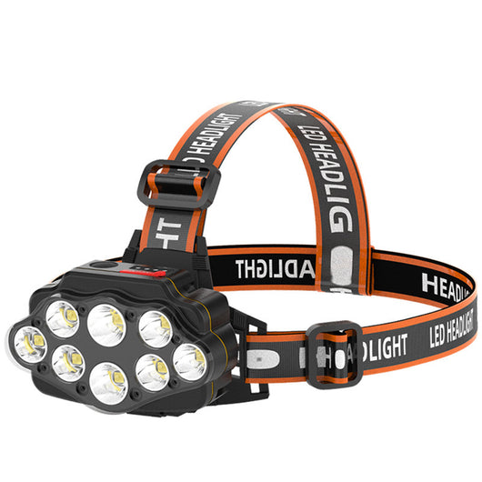 Linterna Frontal LED Recargable para Pesca Nocturna - 8 Luces Potentes