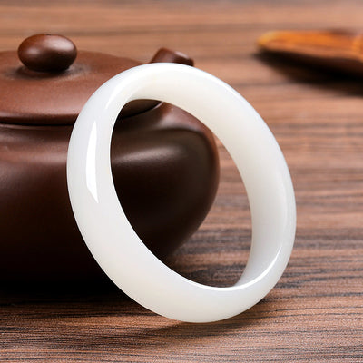 Pulsera de Jade Blanco Beijing Plana para Mujer - Image 5