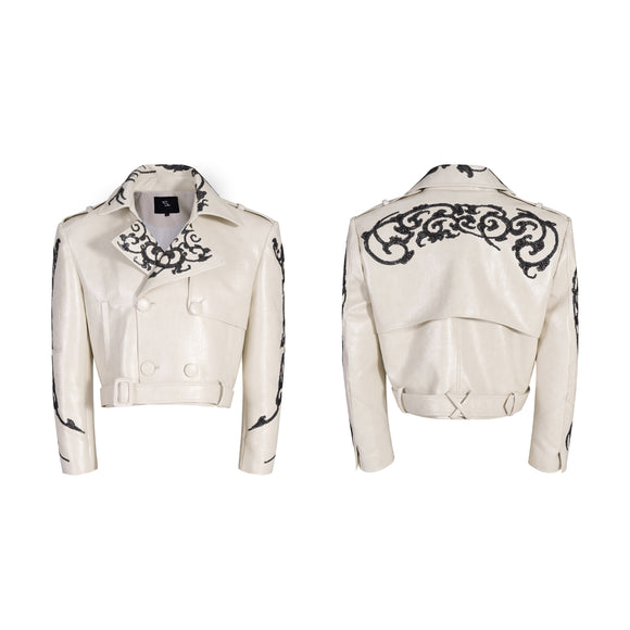 Chaqueta de Cuero PU Corta con Lentejuelas para Hombre - Estilo Elegante