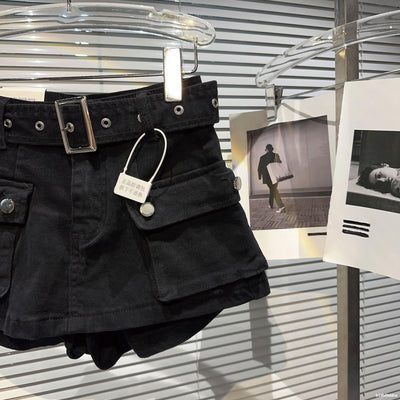Shorts Denim Retro para Mujer con Bolsillos Grandes y Cinturón - Image 22