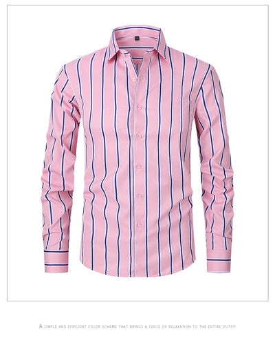 Camisa de Manga Larga en Seda de Hielo con Rayas Coordinadas - Image 22