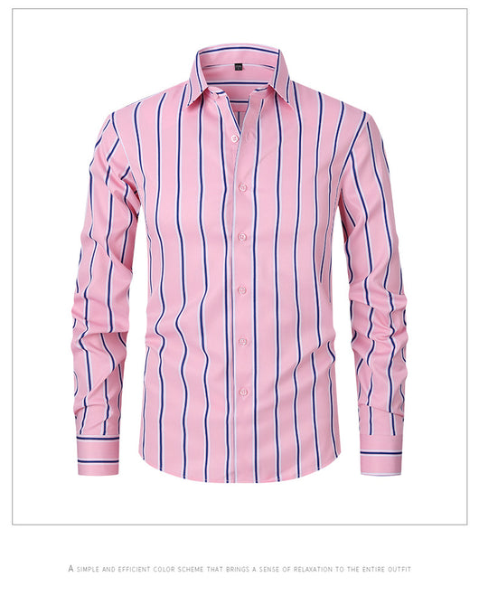 Camisa de Manga Larga en Seda de Hielo con Rayas Coordinadas - Image 22