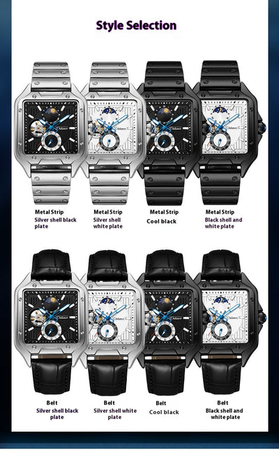 Reloj Mecánico Automático Cuadrado Impermeable con Diseño Calado para Hombre - Image 23
