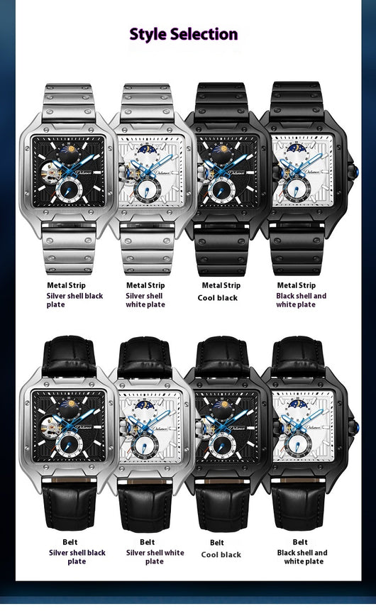 Reloj Mecánico Automático Cuadrado Impermeable con Diseño Calado para Hombre - Image 23