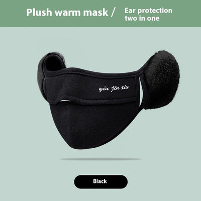 Light grey plush warm mask with integrated fleece-lined ear protection, designed for cold weather. - Image 7