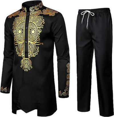 Conjunto Traje Africano Bronce para Hombre - Camisa y Pantalón - Image 11