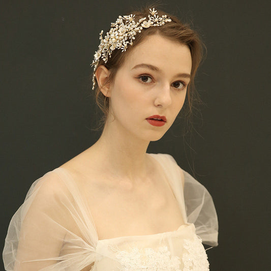 Diadema Nupcial Artesanal con Clip Lateral para Novia
