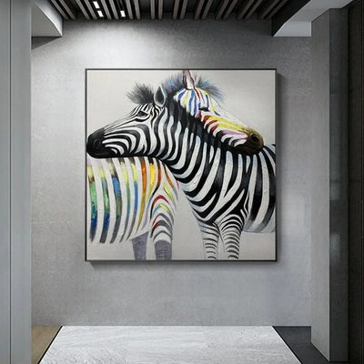 Cuadro Decorativo Pintura al Óleo Cebras Abstracto Moderno para el Hogar - Image 3