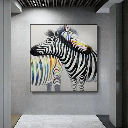 Cuadro Decorativo Pintura al Óleo Cebras Abstracto Moderno para el Hogar - Image 3