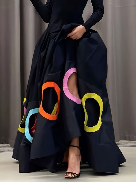 Vestido Largo Elegante para Mujer con Mangas Largas y Escote Redondo - Image 3