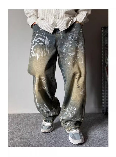 Pantalones Holgados de Corte Recto con Diseño de Patchwork para Hombre - Image 12