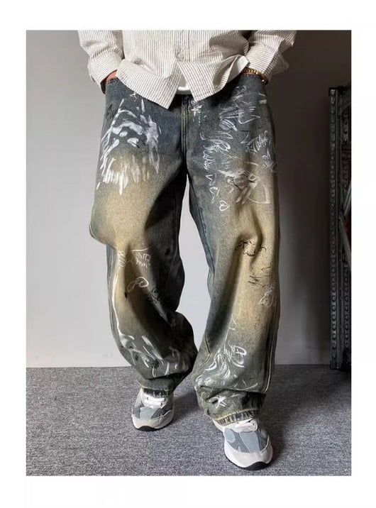 Pantalones Holgados de Corte Recto con Diseño de Patchwork para Hombre - Image 12