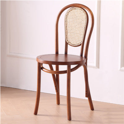 Sillas de Comedor Vintage Francesas de Madera Maciza con Tejido de Ratán - Image 8