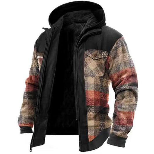 Chaqueta de Cuadros con Capucha y Efecto Dos Piezas - Image 2