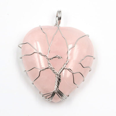 Colgante Corazón Melocotón Cristal Natural Árbol de la Vida para Parejas - Image 10