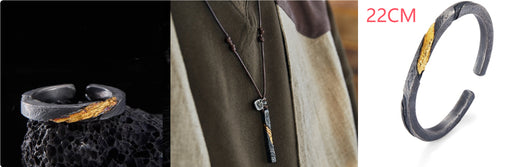Pulsera Plata Pura para Hombre Personalizada Estilo Retro con Baño de Oro 24K - Image 18