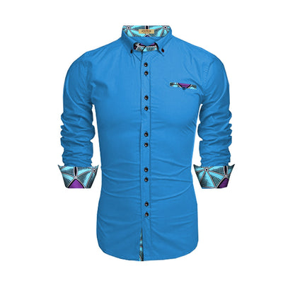Camisa Étnica Africana Estampada en Batik de Algodón para Hombre - Image 3