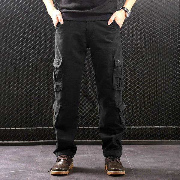 Pantalón Cargo Clásico de Pierna Recta con Múltiples Bolsillos