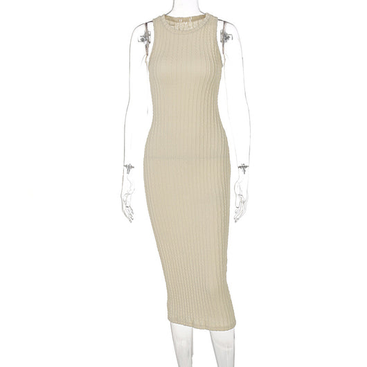 Vestido Tejido sin Mangas Cuello Redondo para Mujer - Estilo Otoño - Image 3
