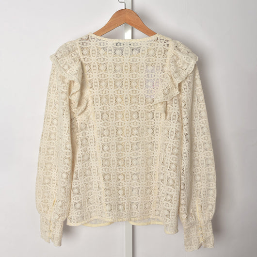 Blusa Elegante de Encaje con Bordado de Flor de Loto, Manga Larga Estilo Francés - Image 13